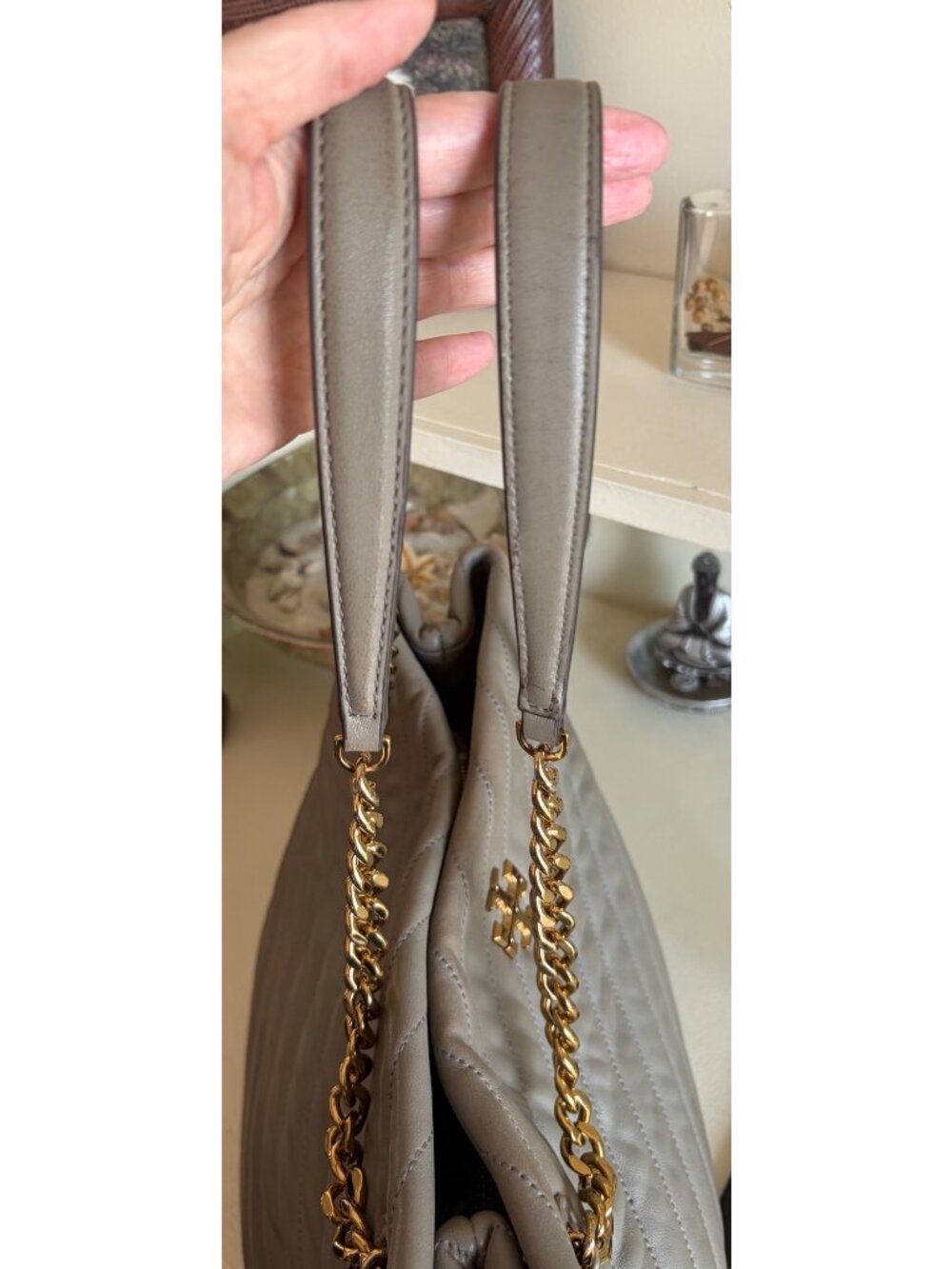 Tory Burch Kira Chevron Tote Shoulder Bag Classic Gray - Picture 16 of 16